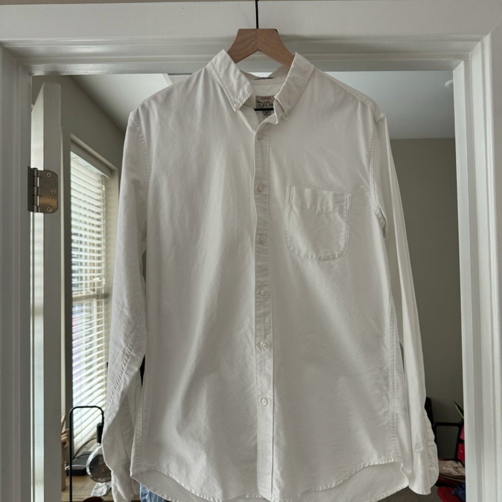 J. Crew Men's White Oxford Button Down Shirt / Medium